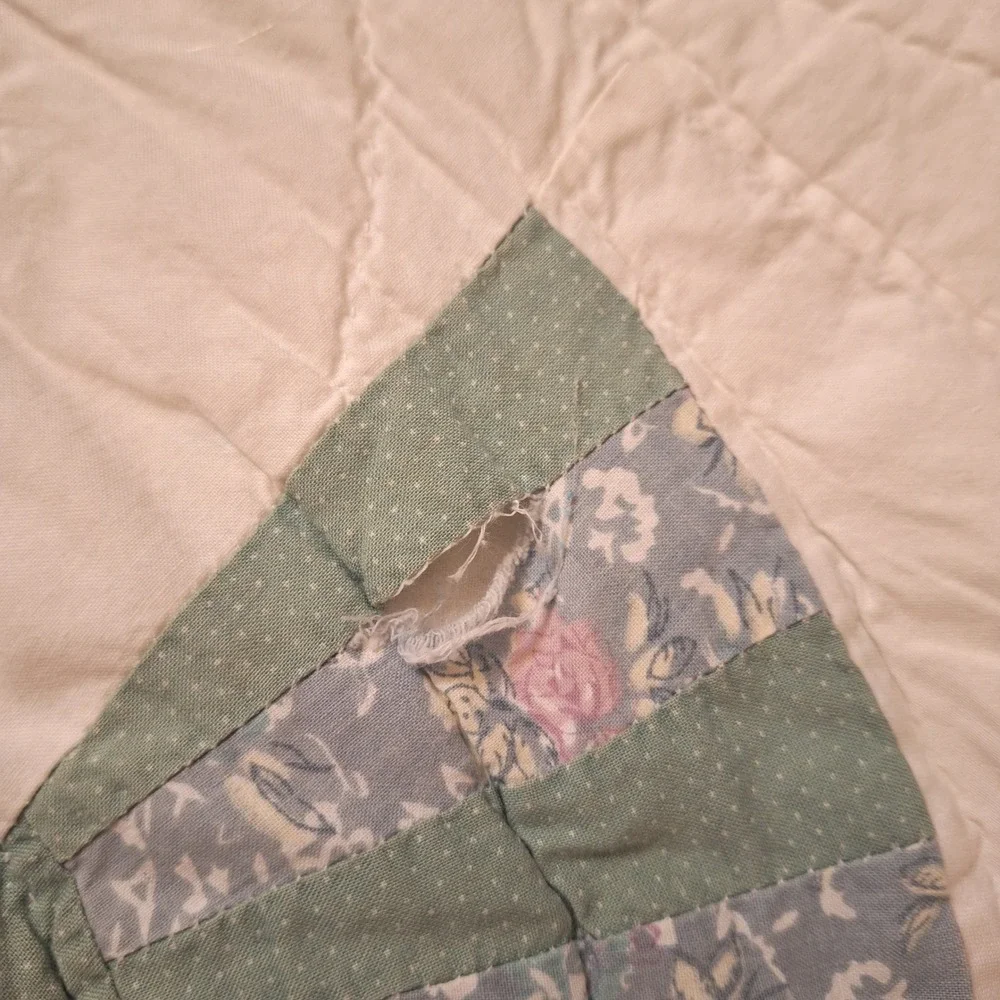 Vintage Quilted Pillow Case Sham Grandmas Fan Pattern Cottage Core Decorative